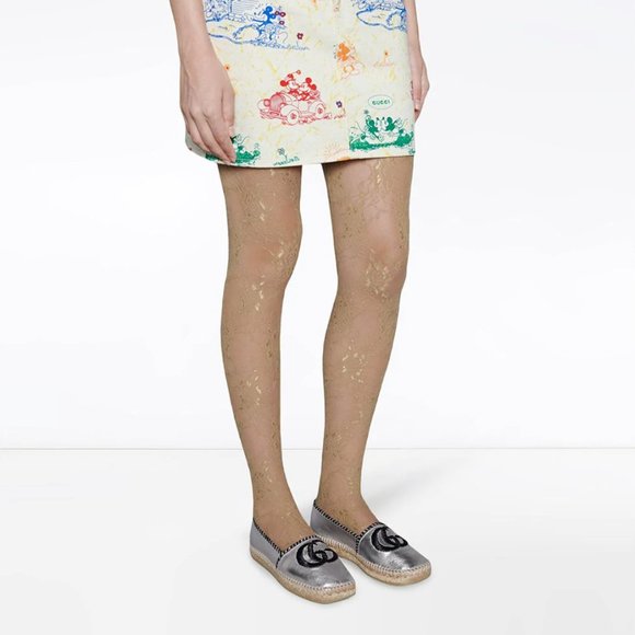 Gucci GG Embroidered Leather Espadrilles in Silver NEW IN BOX W SHOE BAG - Picture 5 of 5